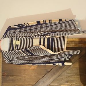Lucky Brand Cream and Navy Cardigan/Sweater.